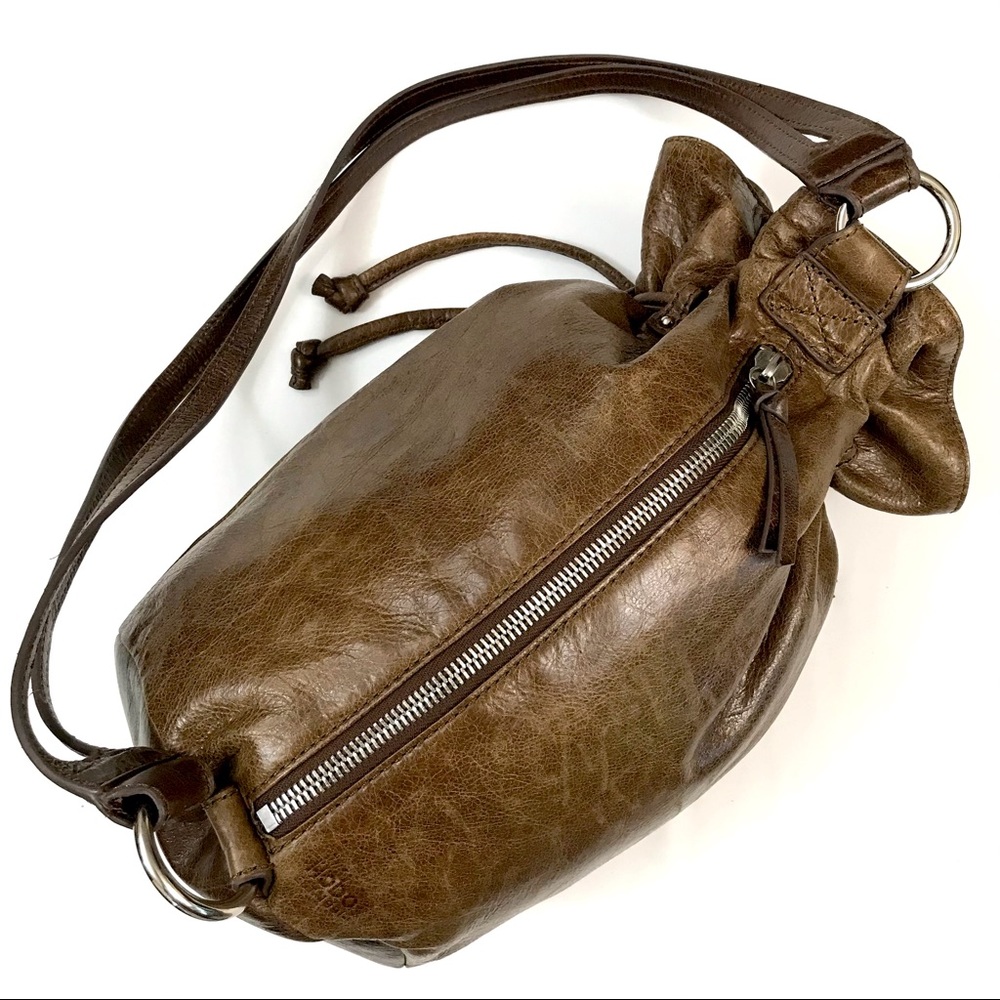 HOBO Brown Leather Drawstring Backpack - Picture 4 of 15